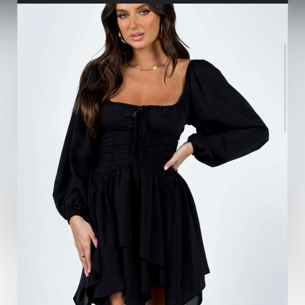 Women Princess Polly Barret Long AsymmetricaL SLEEVE MINI DRESS BLACK Size‎ 8